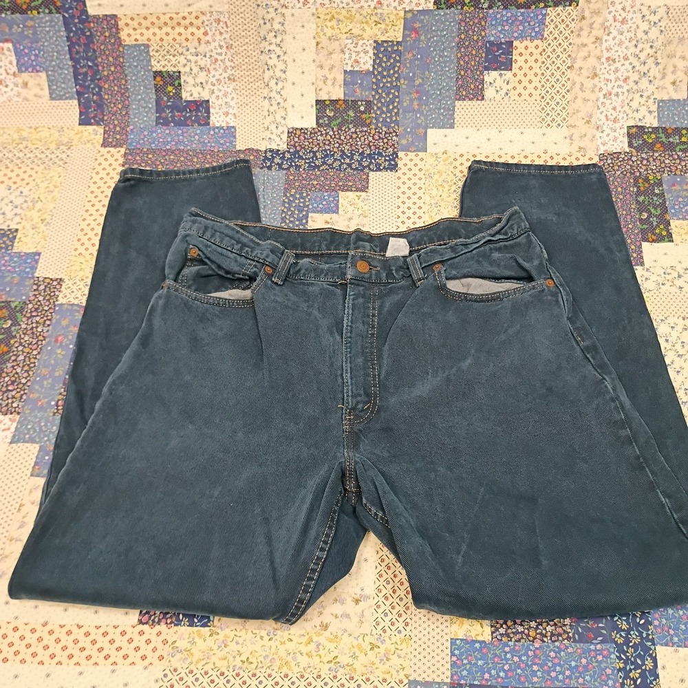 Vintage 1994 Levis 550 Jeans Size 38x32 Dark Green Denim Relaxed Fit Tapered Leg